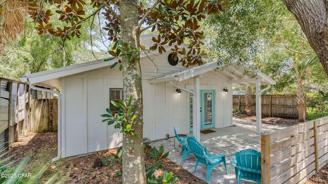 exterior space with an outbuilding