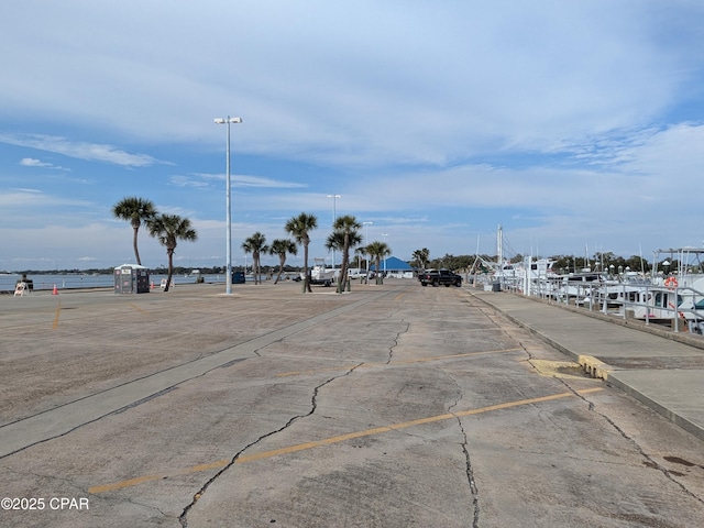 view of street featuring a water view