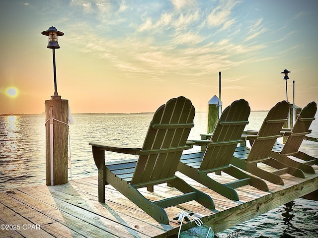 dock area featuring a water view