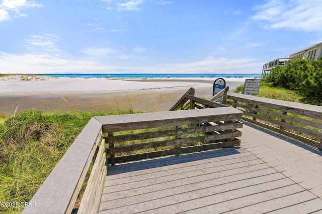 exterior space with a view of the beach and a water view