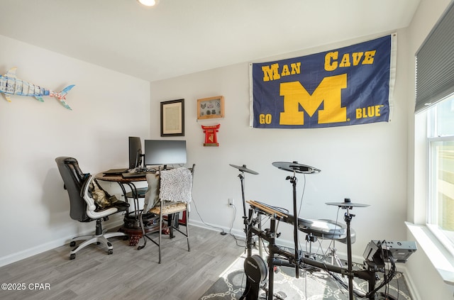 office with hardwood / wood-style flooring