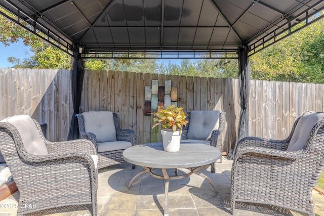 view of patio featuring a gazebo