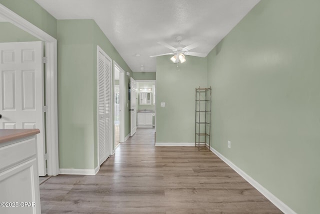 interior space with light hardwood / wood-style floors