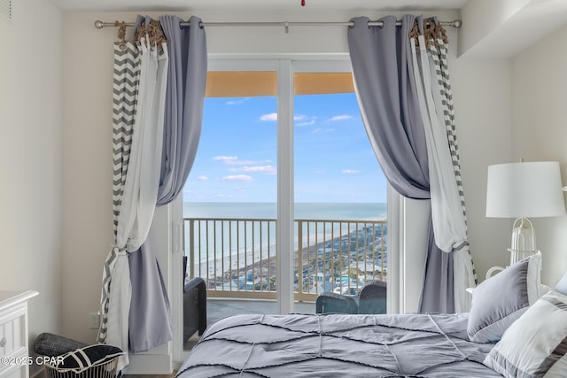 bedroom with a water view