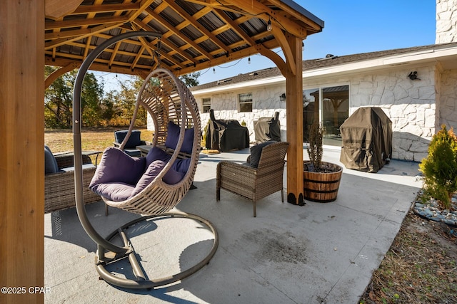 view of patio featuring a gazebo