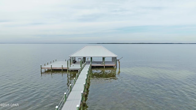 dock area featuring a water view