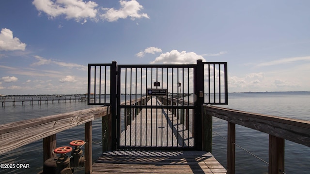 dock area featuring a water view