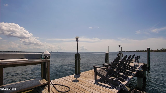 dock area featuring a water view