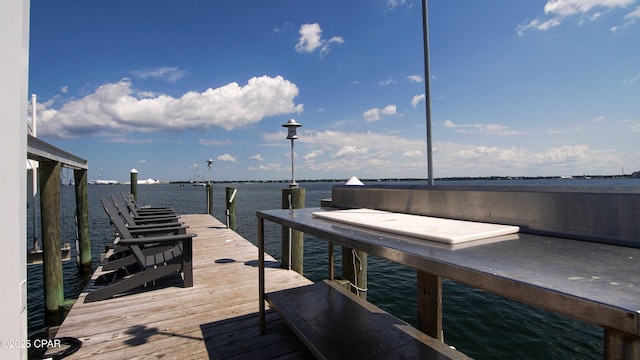 view of dock featuring a water view