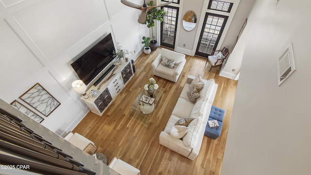 living room with wood-type flooring