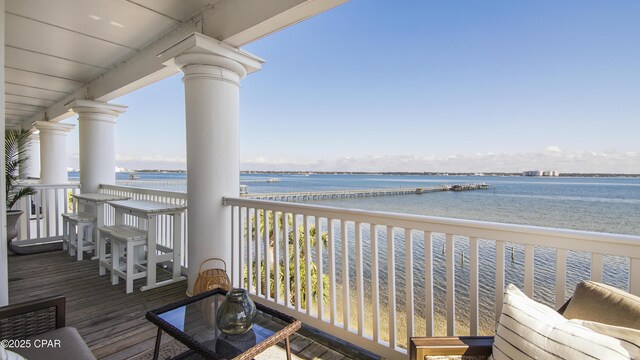 balcony with a water view