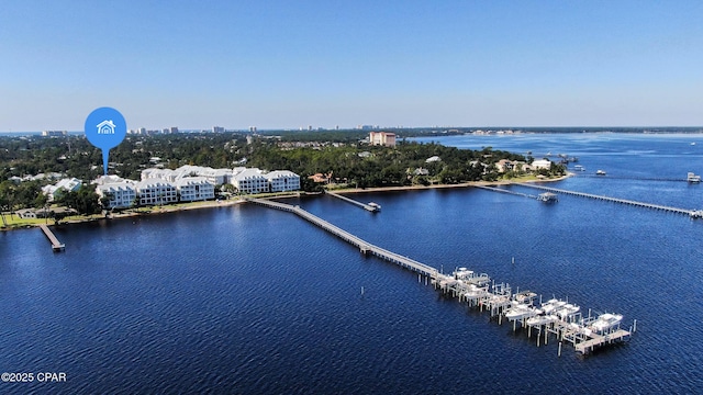 bird's eye view featuring a water view