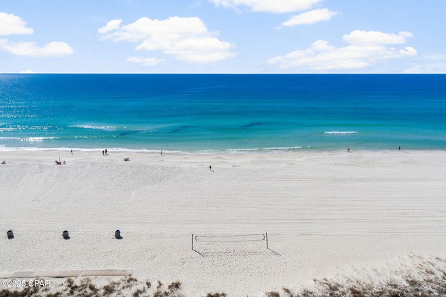 property view of water featuring a view of the beach