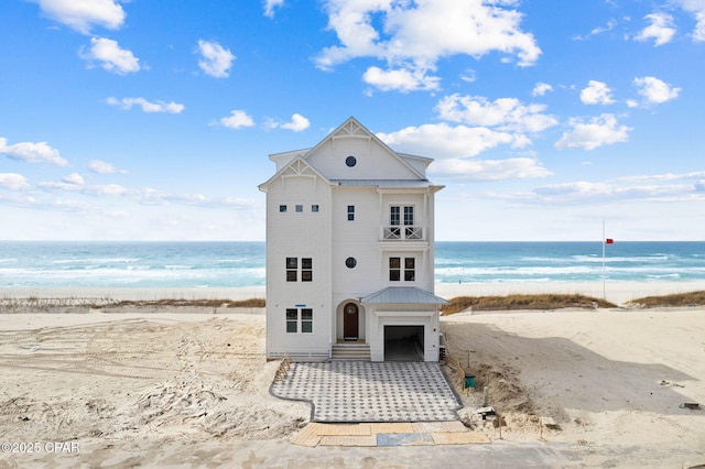 property view of water featuring a view of the beach