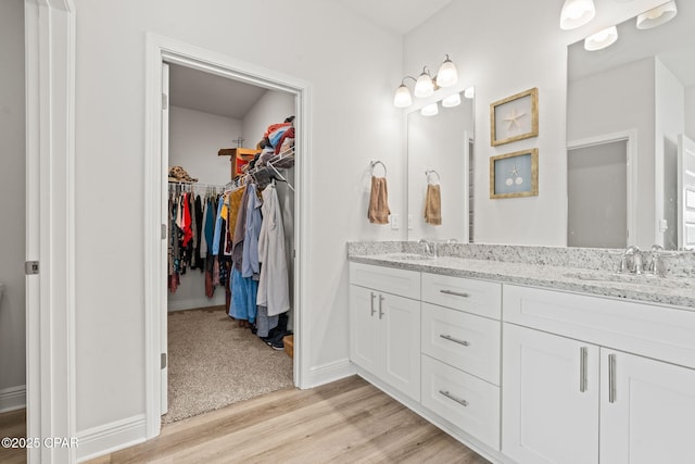 bathroom featuring vanity and wood-type flooring