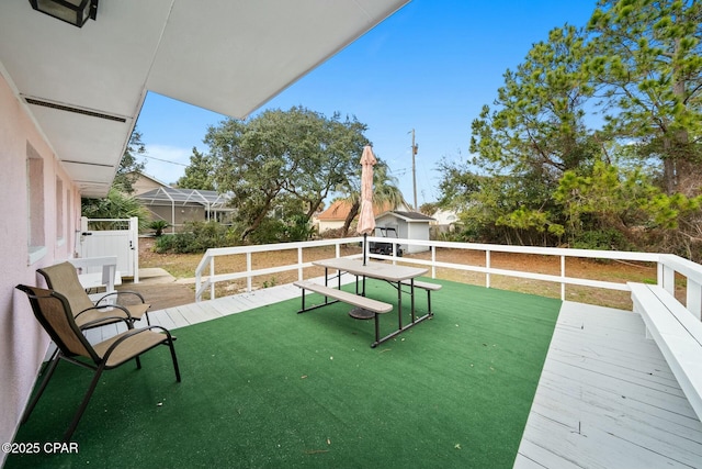 exterior space featuring a wooden deck