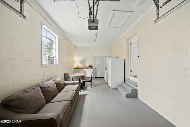 living room with concrete flooring