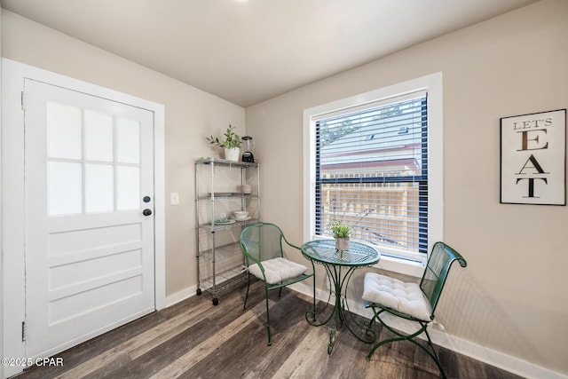 dining space featuring dark hardwood / wood-style flooring