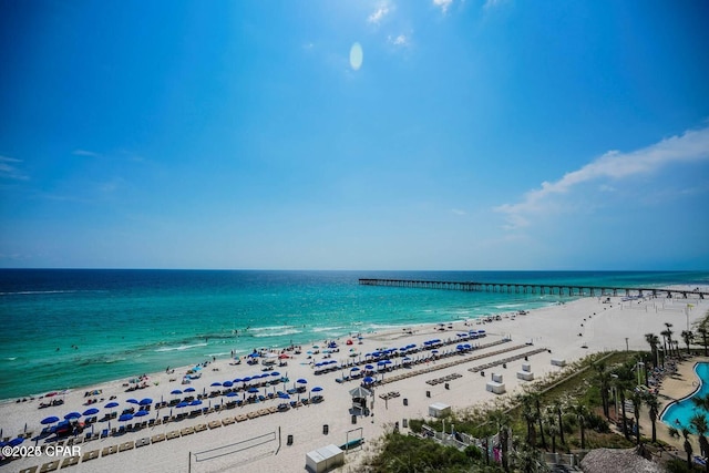 property view of water with a beach view