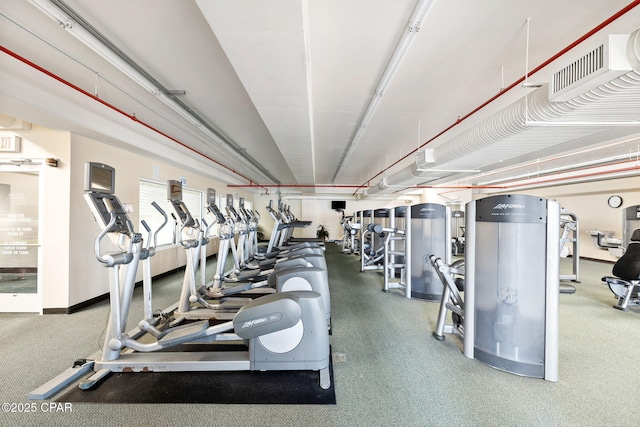 workout area with baseboards