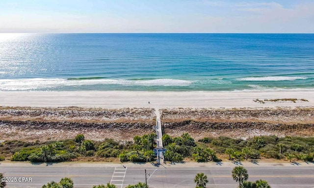 exterior space with a beach view