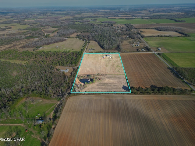 drone / aerial view with a rural view