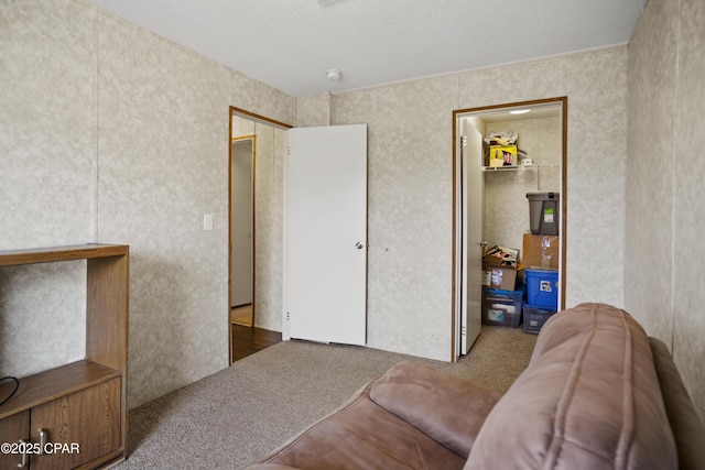 living area featuring carpet