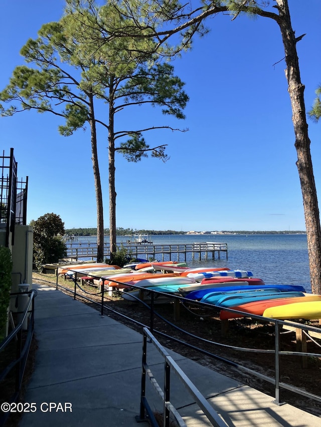 view of dock featuring a water view