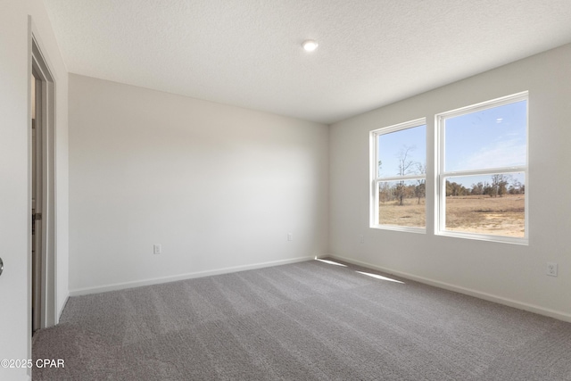 carpeted spare room with a textured ceiling