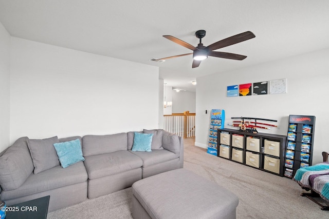 4701 Maegans Ridge Rd, Panama City, FL 32404 - living area with baseboards, carpet flooring, and ceiling fan