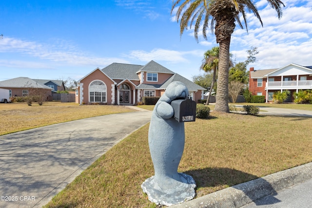 view of front of home with a front yard