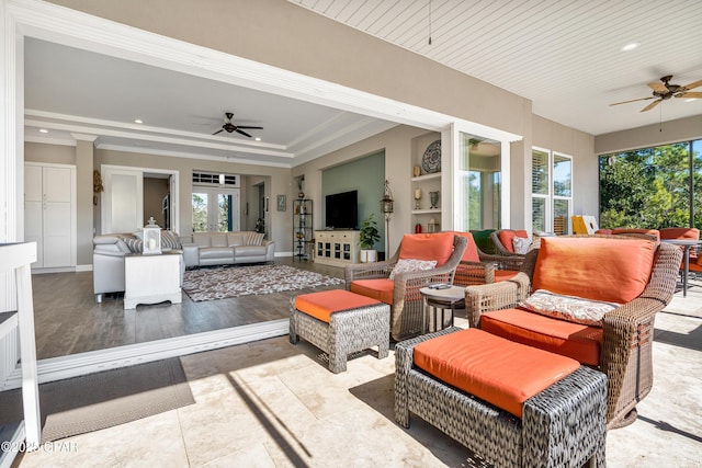 view of patio / terrace with outdoor lounge area and ceiling fan