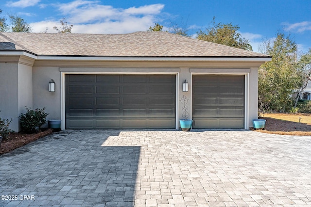 garage featuring decorative driveway