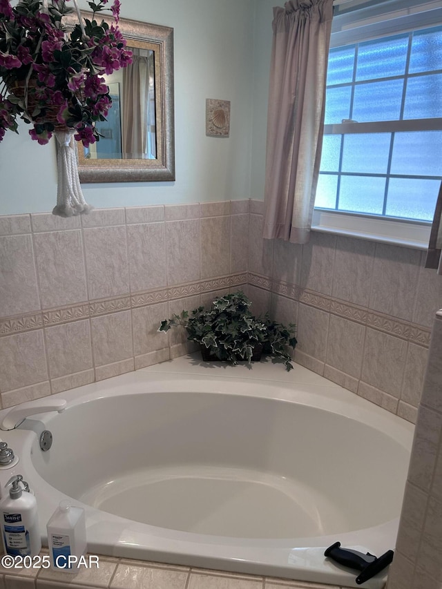 full bathroom featuring a garden tub