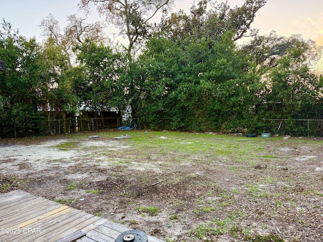 view of yard at dusk