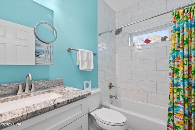 132 Gulf Terrace Ln, Port St Joe, FL 32456 - bathroom featuring shower / bath combo, vanity, and toilet