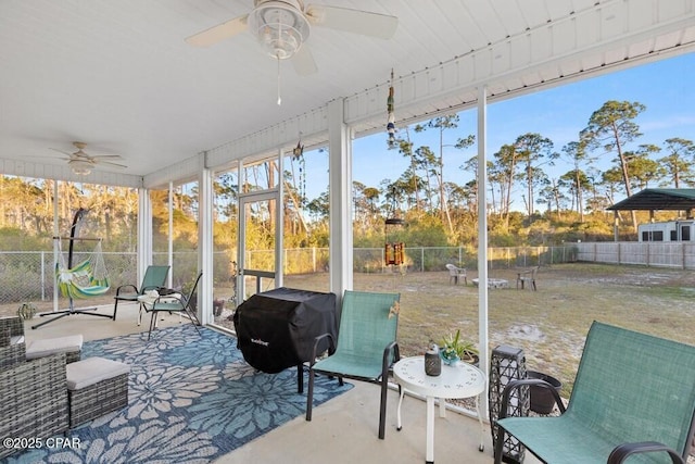 132 Gulf Terrace Ln, Port St Joe, FL 32456 - sunroom / solarium featuring a ceiling fan