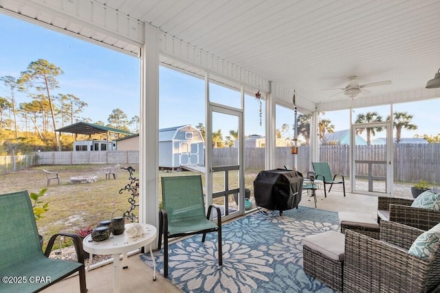 132 Gulf Terrace Ln, Port St Joe, FL 32456 - sunroom / solarium featuring ceiling fan