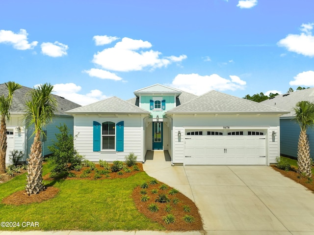 view of front of house with a garage and a front yard