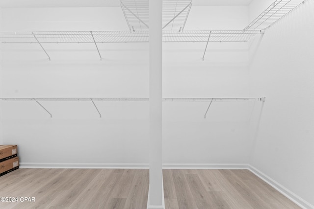 walk in closet with wood finished floors