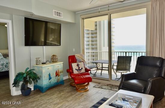 living area featuring hardwood / wood-style flooring