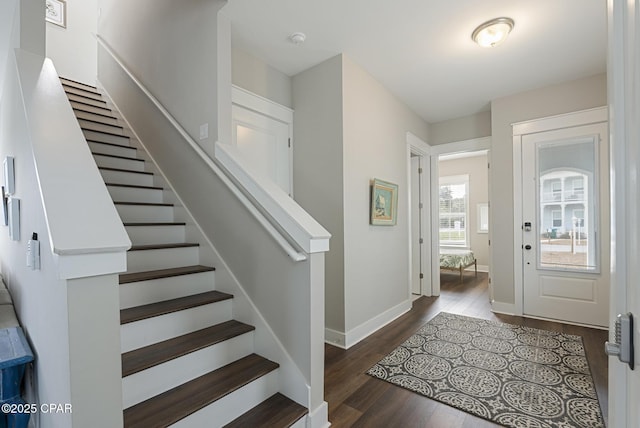 foyer with dark wood-type flooring