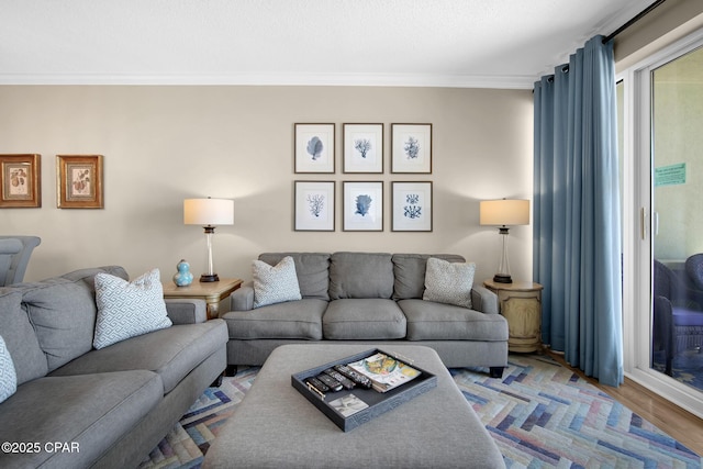 9450 S Thomas Dr Unit 802C, Panama City, FL 32408 - living room with crown molding and wood finished floors