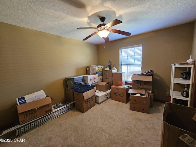 storage room with ceiling fan