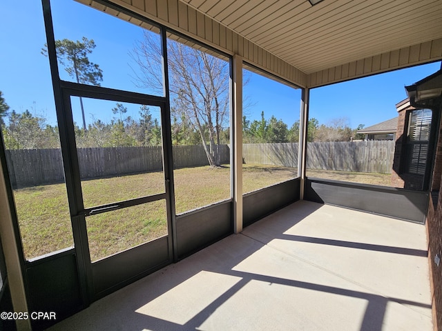 view of unfurnished sunroom