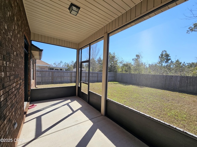 view of unfurnished sunroom