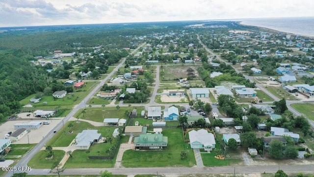 aerial view with a water view and a residential view