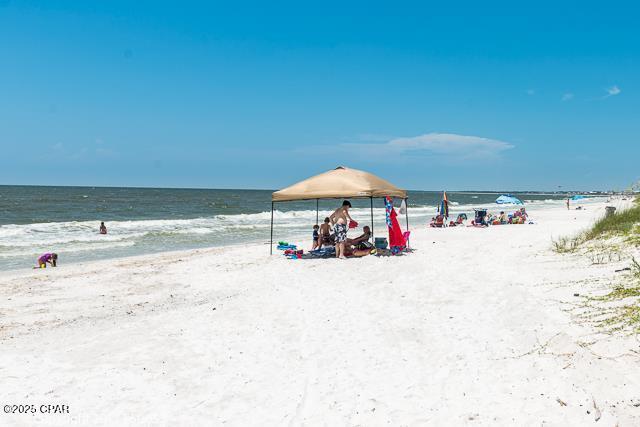 property view of water featuring a view of the beach