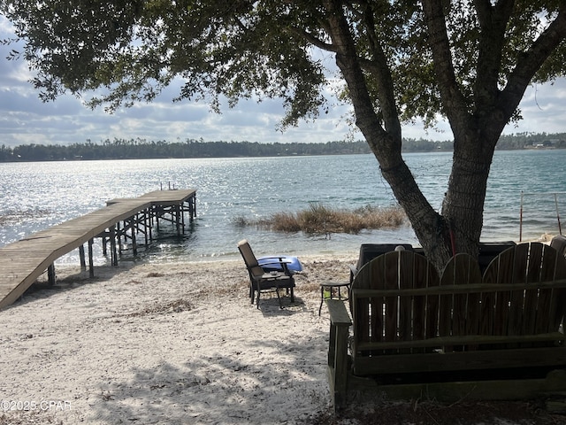 view of dock featuring a water view