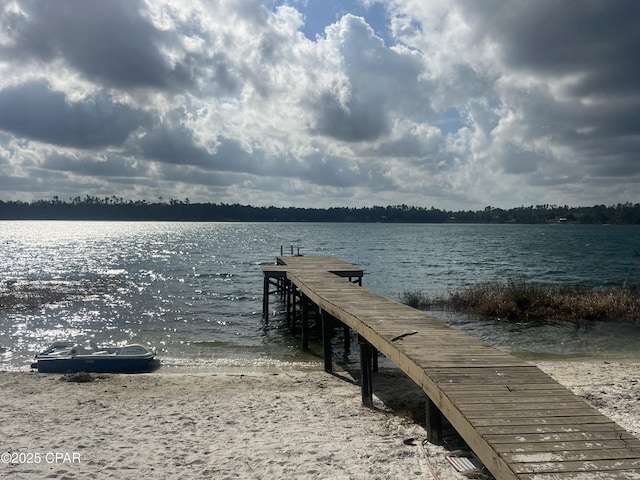 view of dock featuring a water view